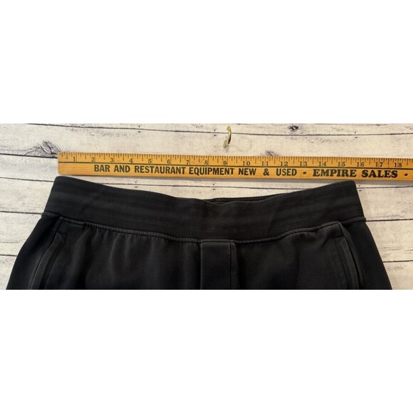 LULULEMON Mens Sweat Pants Sz L Black Jogger Tapered Zip Pockets Gym Heavyweight - Picture 9 of 16